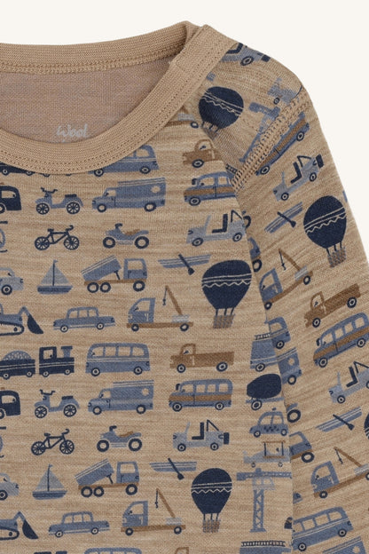 Bärechind Detailansicht Baloo Merino Bambus Langarmbody, Biscuit