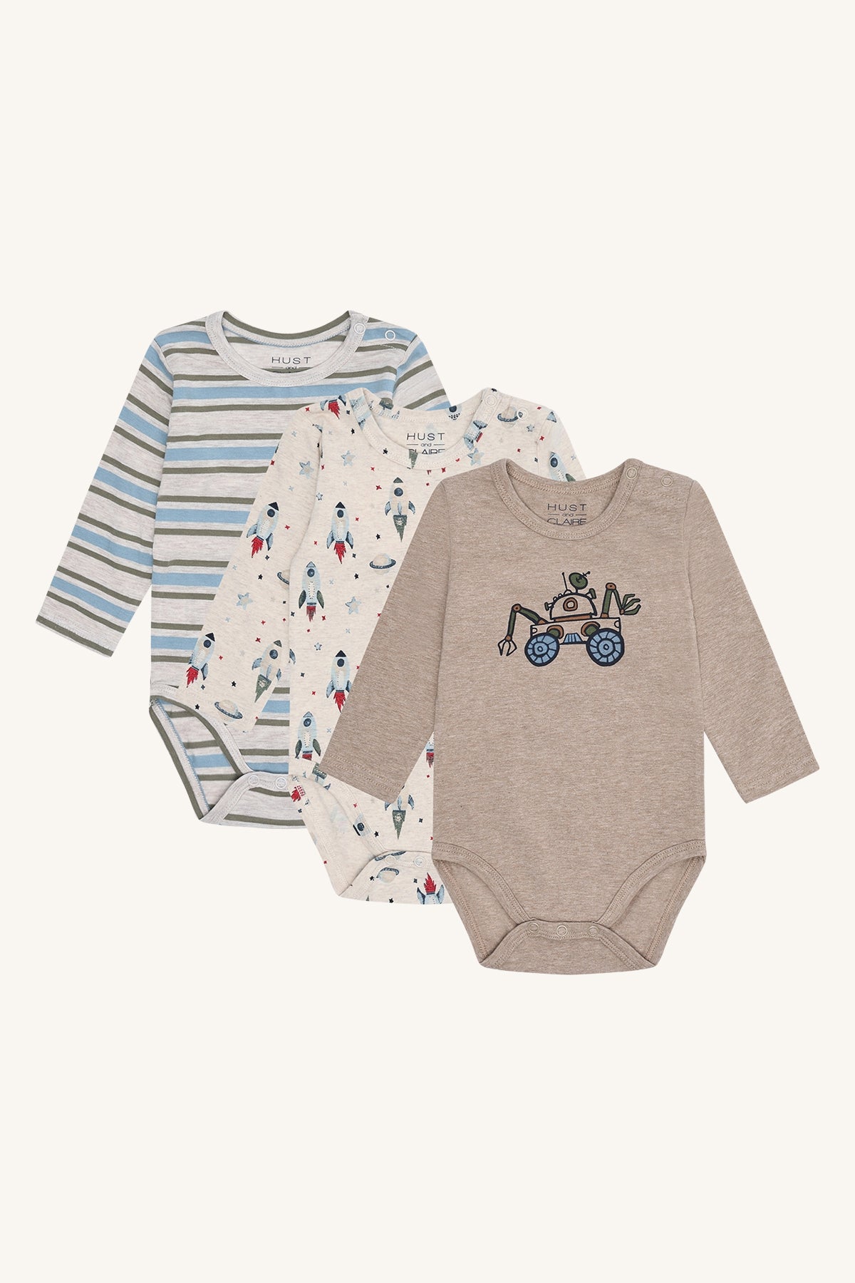 Hust & Claire Bertram Babybody 3er-Set Wheat Melange mit drei langärmligen Bodies, Bärechind Winterthur