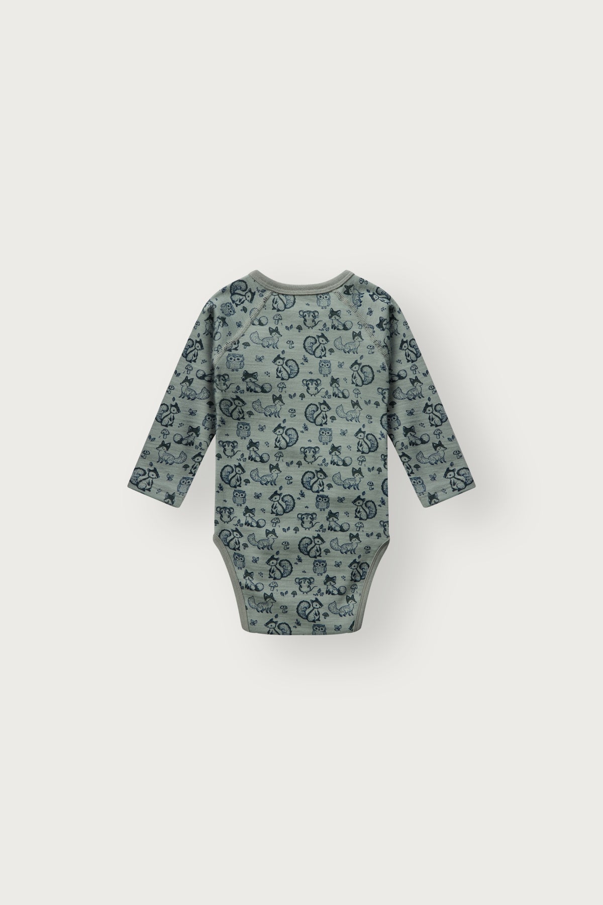 Merino Wickelbody aus mulesingfreier Wolle, Slate Green, Rückansicht