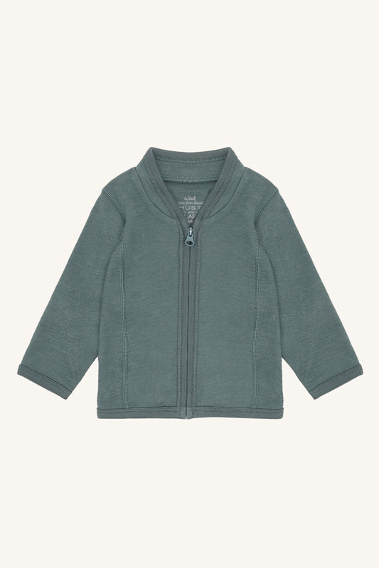 Camil Wolljacke von Hust & Claire in Balsam Green, Vorderansicht mit Reissverschluss