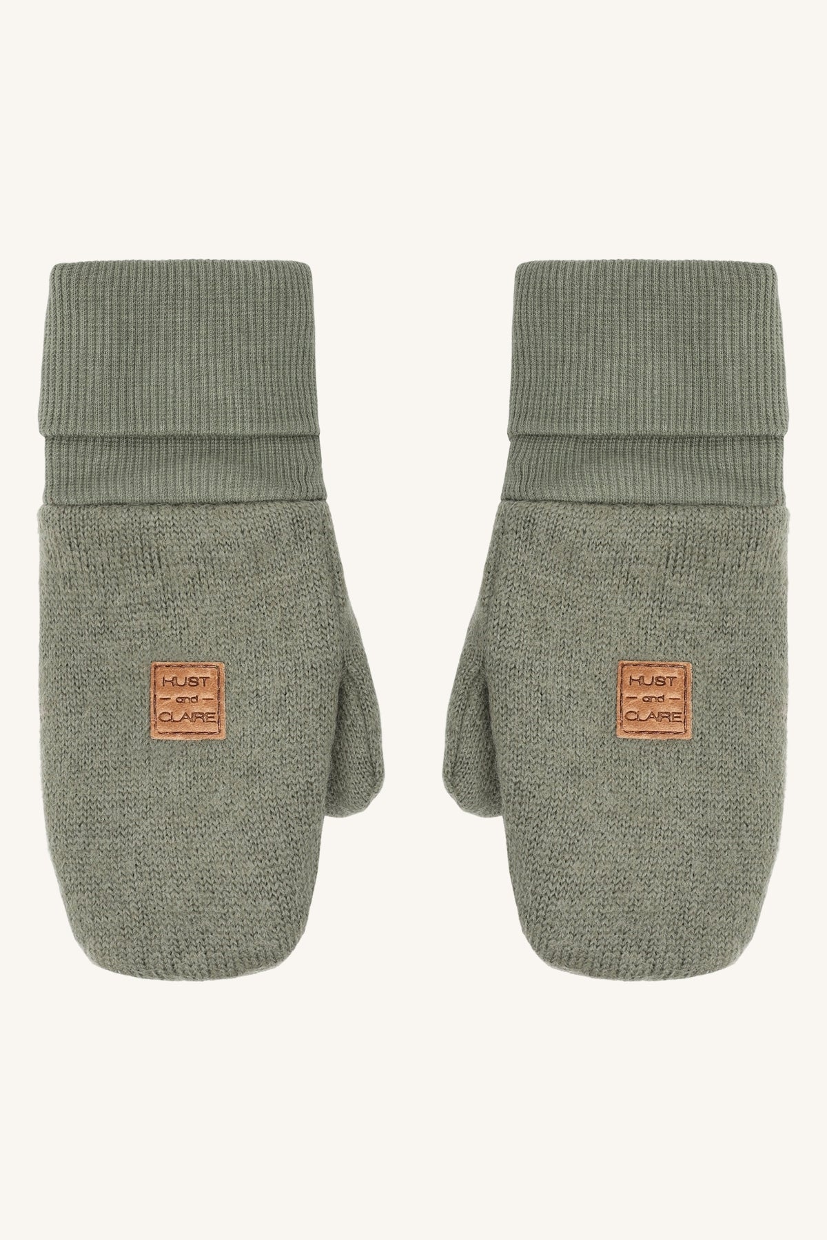 Hust & Claire Felix Wollwalk Fäustlinge in Turtle, grüne Kinderhandschuhe mit breiten Rippbündchen, Bärechind Winterthur Schweiz.