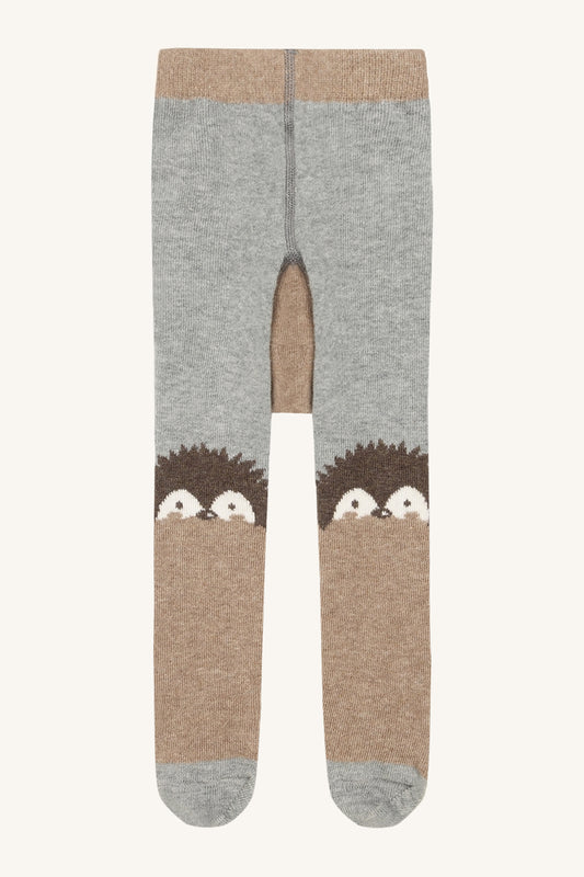Frankie Baumwolle Strumpfhose mit Igelmotiv in Biscuit, Vorderansicht