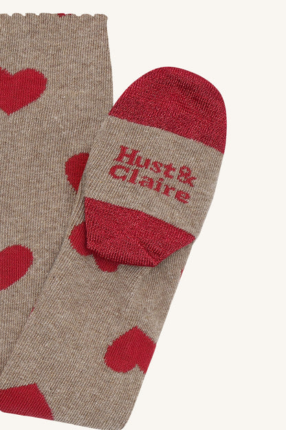 Hust & Claire Frankie Strumpfhose Herzen in Biscuit, Ansicht 3