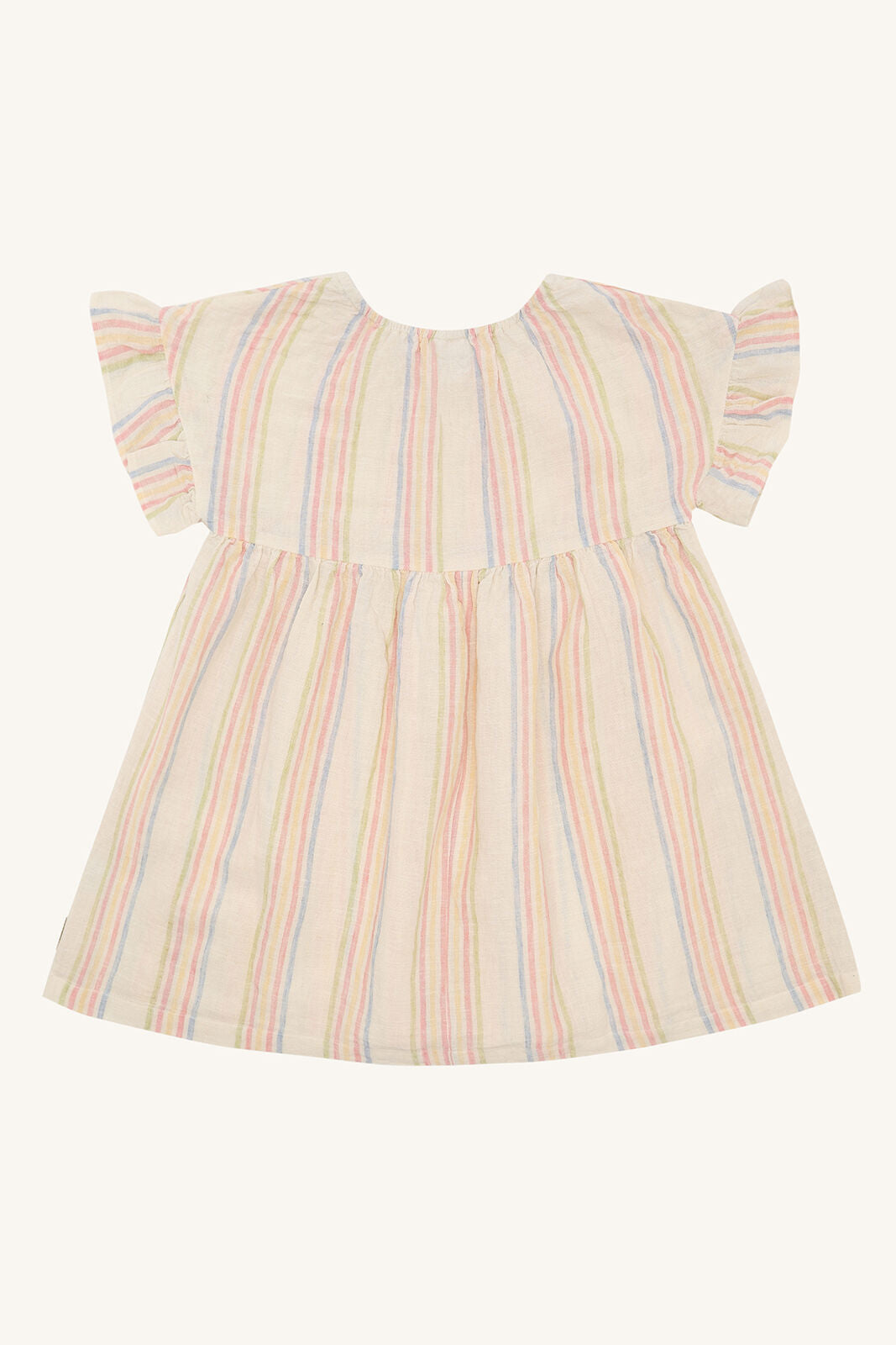 Rückansicht des Hust&Claire Karoline Hello Kleids in Whisper aus Baumwolle und Leinen, Bärechind Winterthur Zürich Schweiz.
