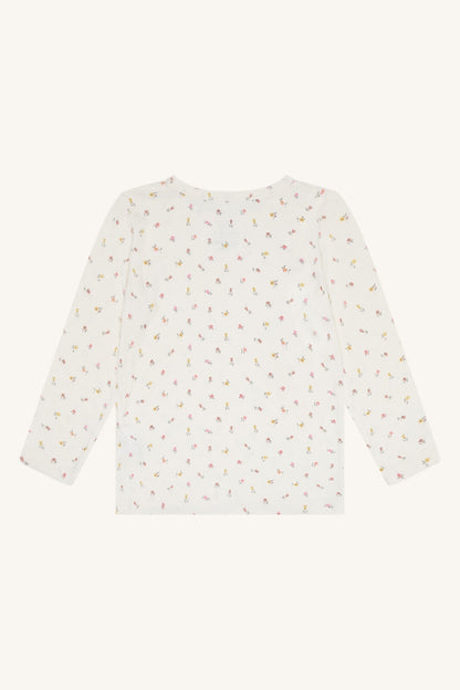 Rückansicht vom Hust&Claire Langarmshirt mit Blumenprint aus Baumwolle – Bärechind Winterthur, Zürich, Schweiz