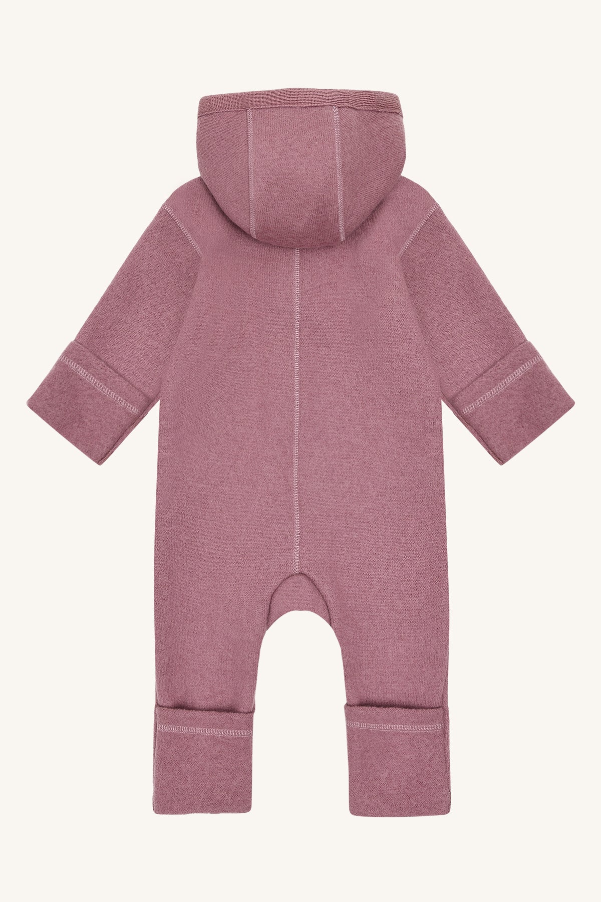 Rückansicht des Hust&Claire Wollanzugs Maddy in Pale Mauve aus Walkwolle, erhältlich im Bärechind Winterthur, Zürich Schweiz