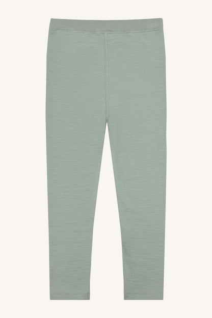 Kinderleggings aus mulesingfreier Merinowolle, Rückansicht in Slate Green