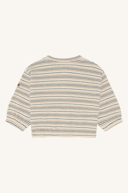 Rückansicht des Hust & Claire Sigurt Fine Strick Sweatshirts mit Streifen, Bärechind Winterthur, Zürich, Schweiz