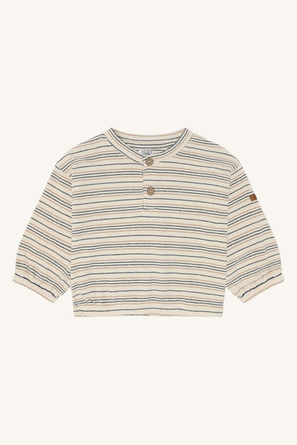 Hust & Claire Sigurt Fine Strick Sweatshirt mit Streifen in Snow White aus Baumwolle, erhältlich im Bärechind in Winterthur, Zürich, Schweiz