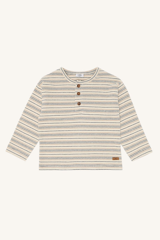 Hust & Claire Sune Strick T-Shirt mit Streifen in Snow White aus Baumwolle, erhältlich im Bärechind in Winterthur, Zürich, Schweiz