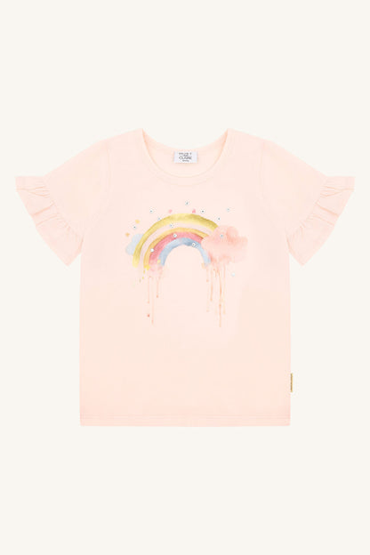 Hust&Claire Alma Rainbow T-Shirt aus Baumwolle mit Regenbogenprint, erhältlich im Bärechind in Winterthur, Zürich, Schweiz.