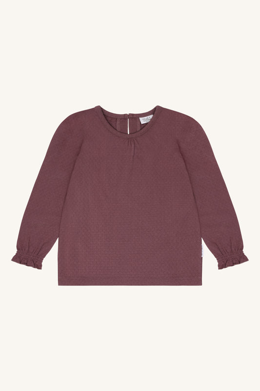 Alma Solid Langarmshirt in Plum, Vorderansicht