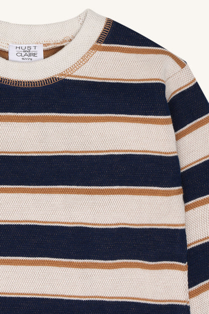 Detailaufnahme des Piqué-Streifenmusters am Anton Trails Langarmshirt bei Bärechind
