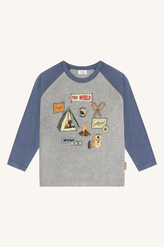 Anton Wild Life Langarmshirt in Grey Melange, Vorderansicht