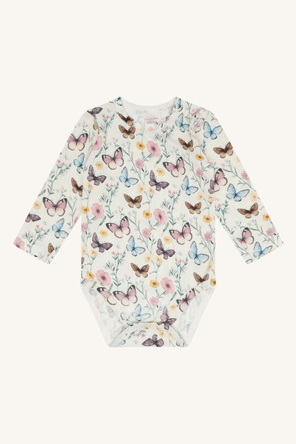 Hust&Claire Bambus Langarm Body mit Schmetterlingsprint im Bärechind Kinderladen Winterthur, Zürich, Schweiz