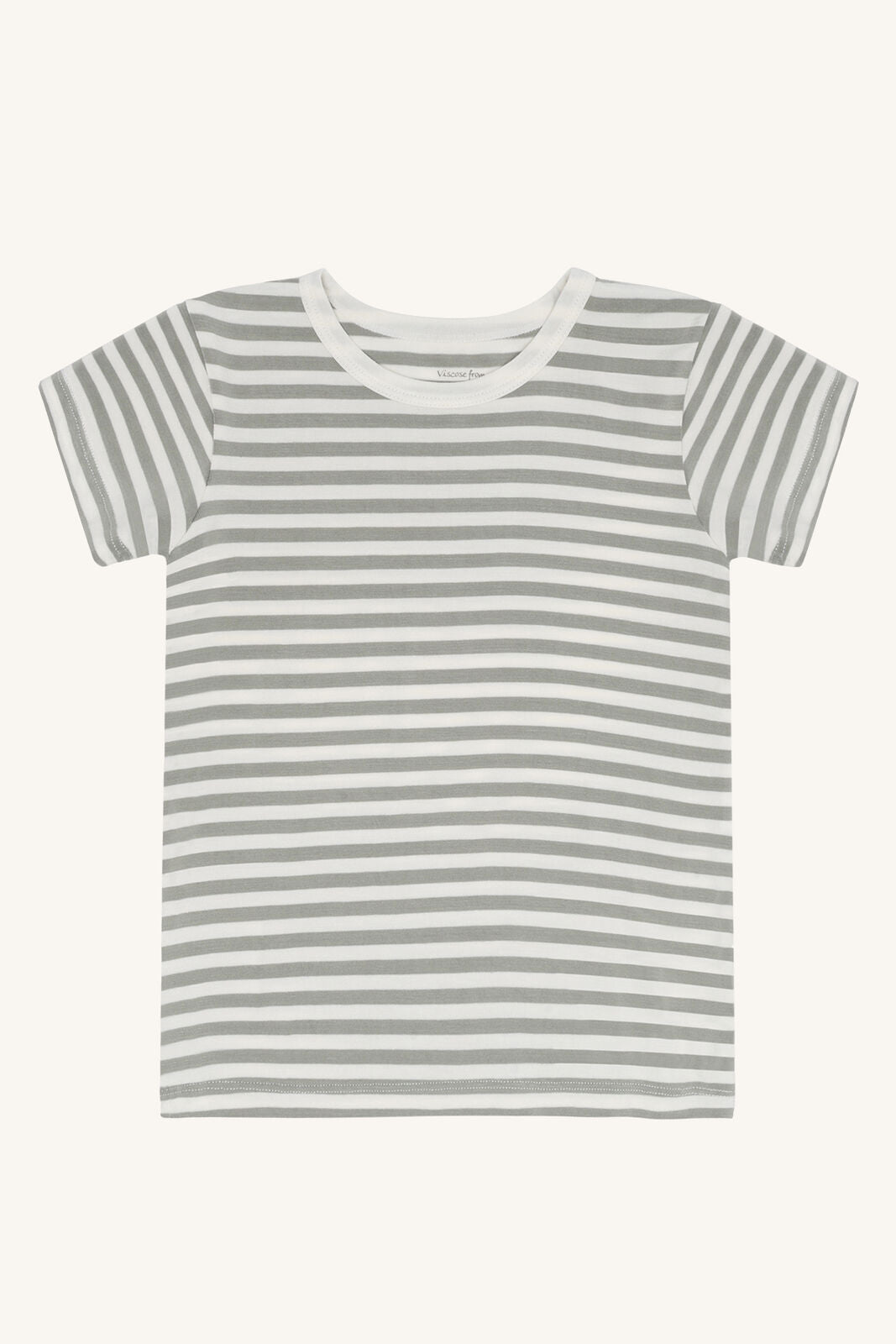 Mintgrün gestreiftes Bambus T-Shirt Austin von Hust&Claire, Vorderansicht, Bärechind Winterthur, Zürich, Schweiz.