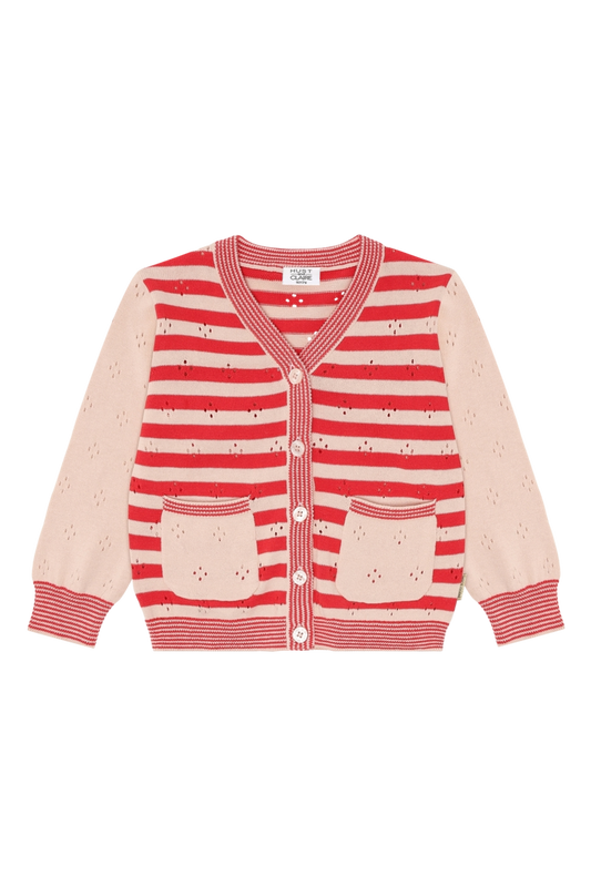 Camilla Jäckli von Hust&Claire im Streifenlook in Rot und Creme, Vorderansicht, Bärechind Winterthur, Zürich, Schweiz.