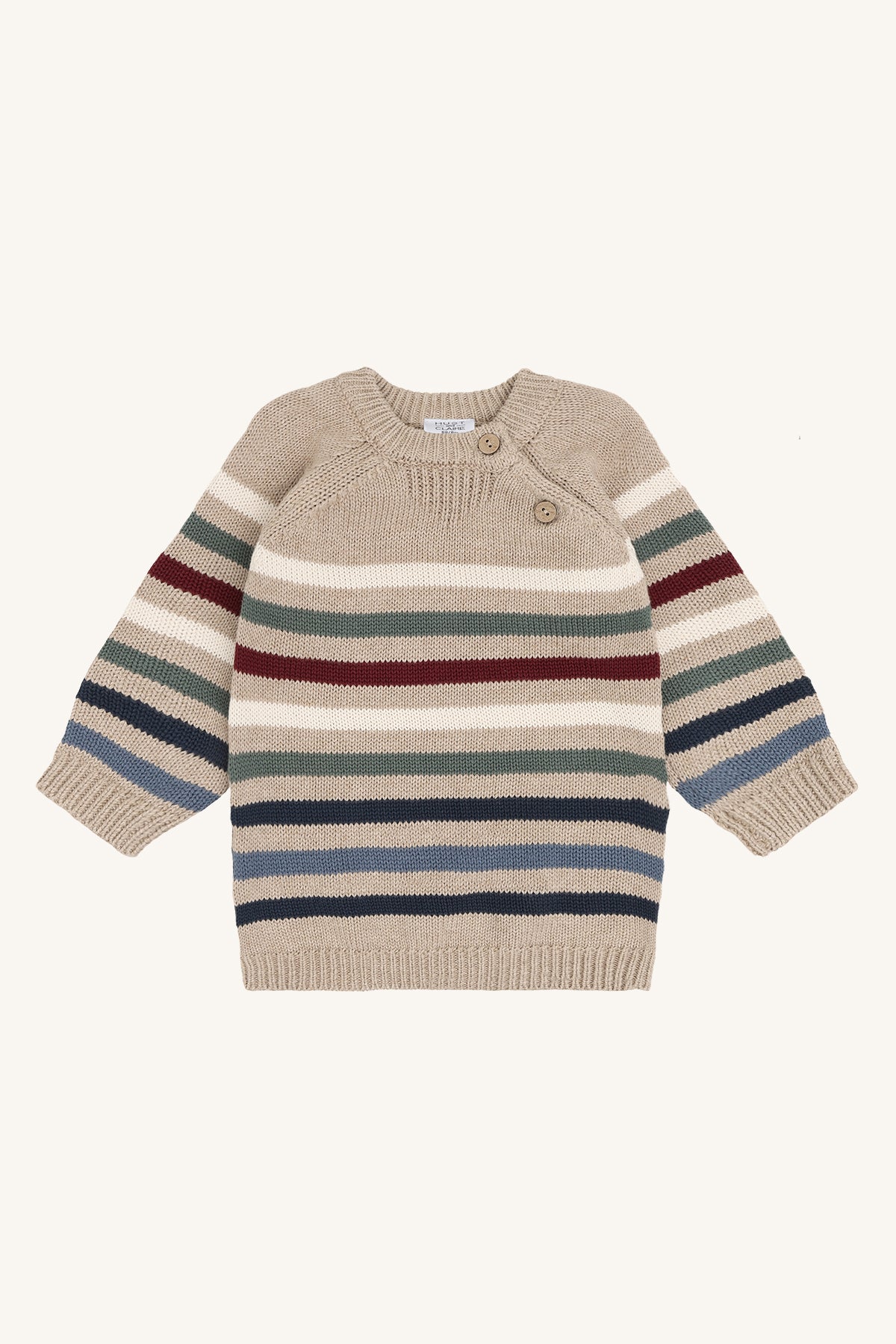 Pilou Knit Hike Strickpullover mit Streifenmuster in Beige Melange, Vorderansicht