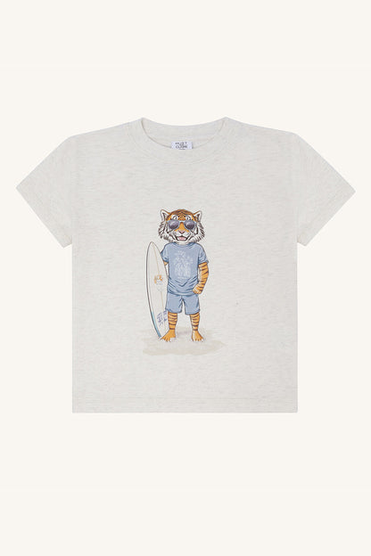Hust&Claire T Shirt aus Baumwolle in Grau mit Tiger Motiv im Bärechind Winterthur, Zürich, Schweiz