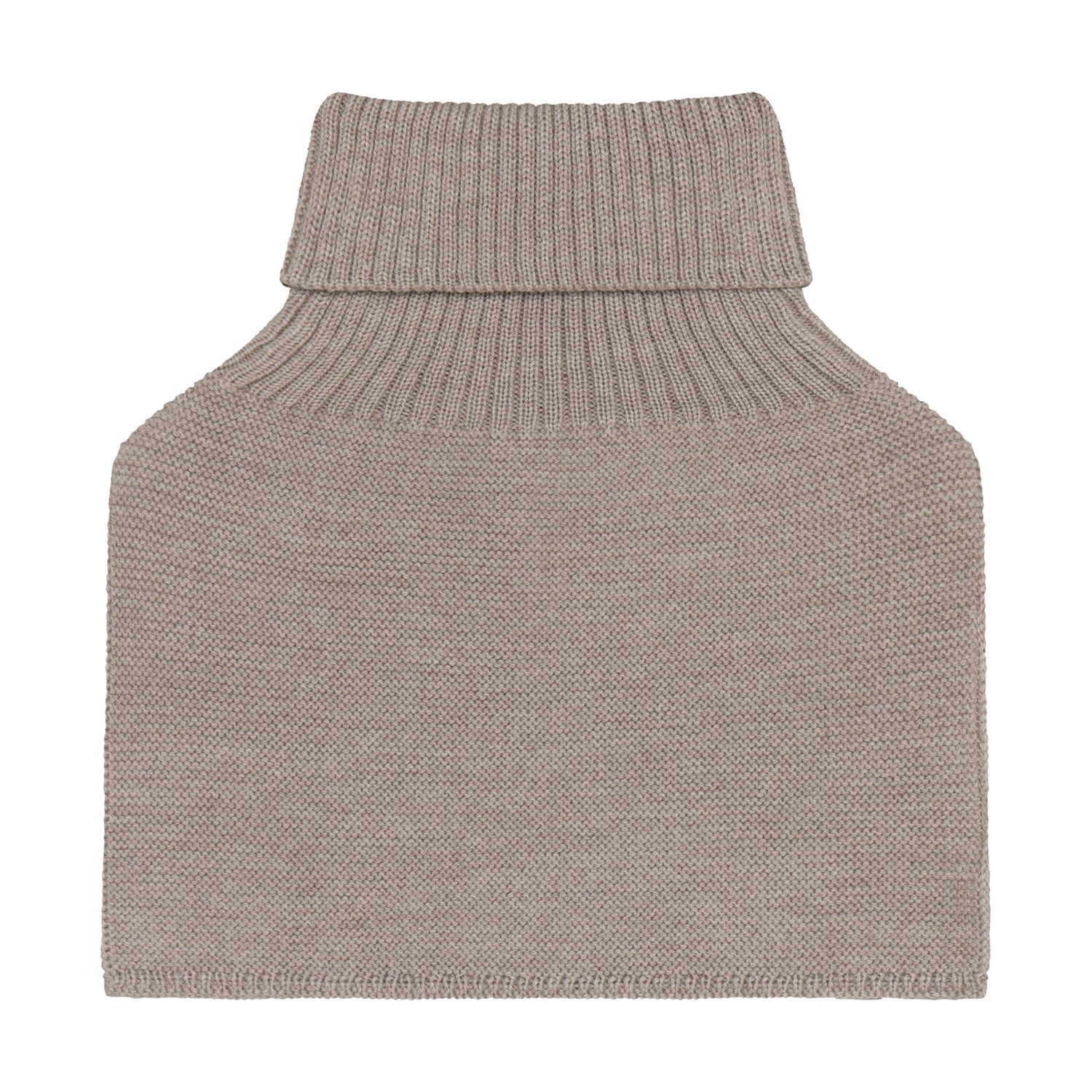 Rückansicht des Merino Halswärmers mit breitem Rollkragen