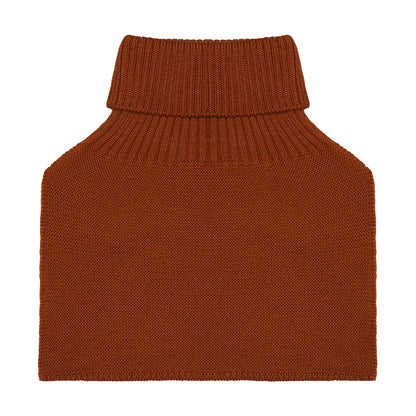 Rückansicht des Merino Halswärmers mit breitem Rollkragen