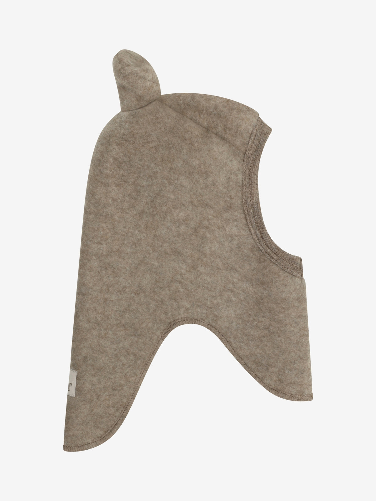 Seitenansicht der Merino Schlupfmütze mit Bärenohren in Brown