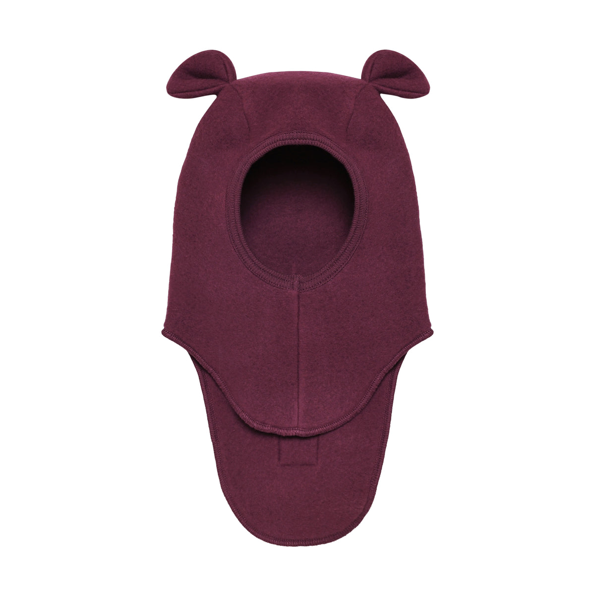 Huttelihut Merino Schlupfmütze mit Bärenohren in der Farbe Burgundy, Vorderansicht