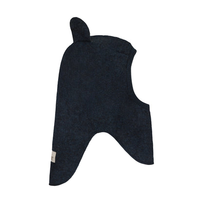 Huttelihut Merino Schlupfmütze mit Bärenohren in der Farbe Dark Navy, Vorderansicht