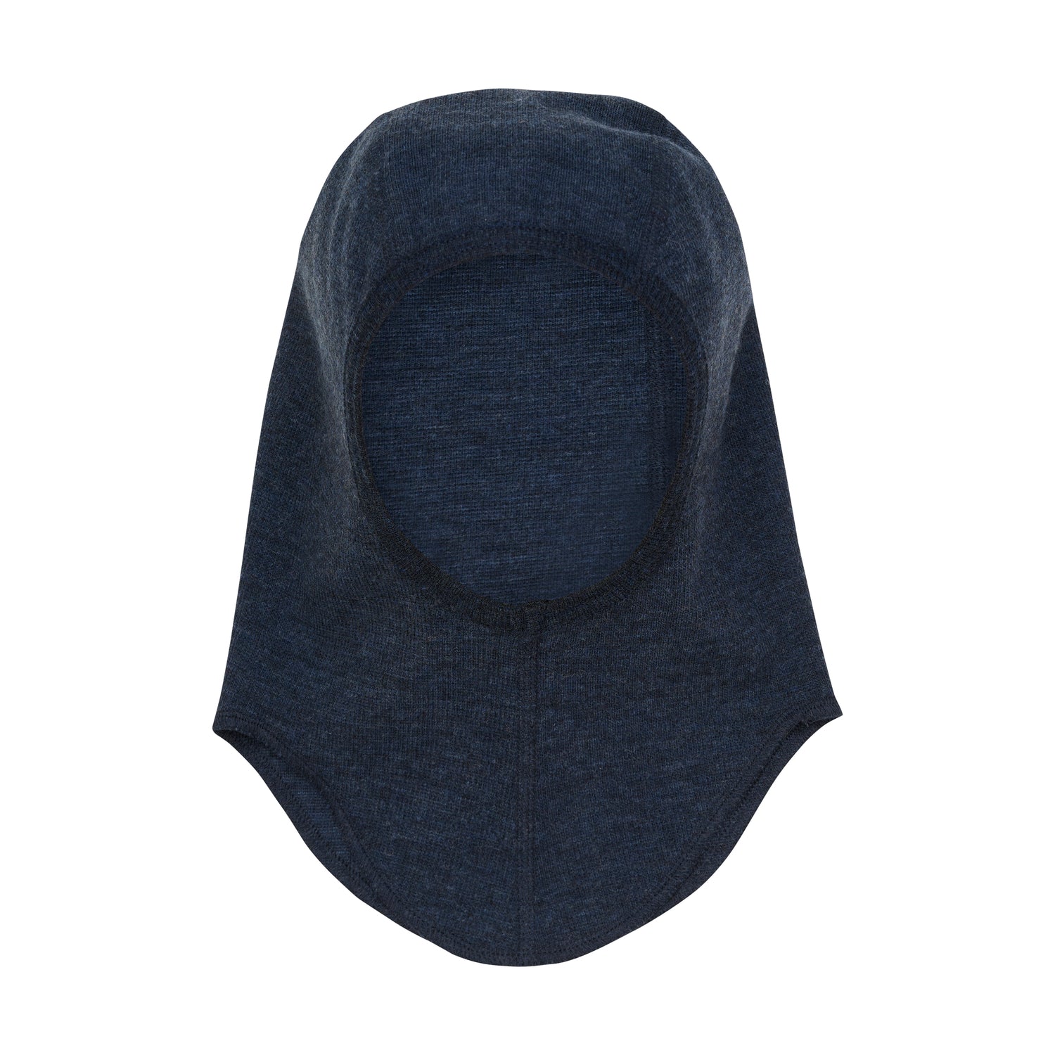 Seitenansicht der Merino Schlupfmütze in Navy Melange