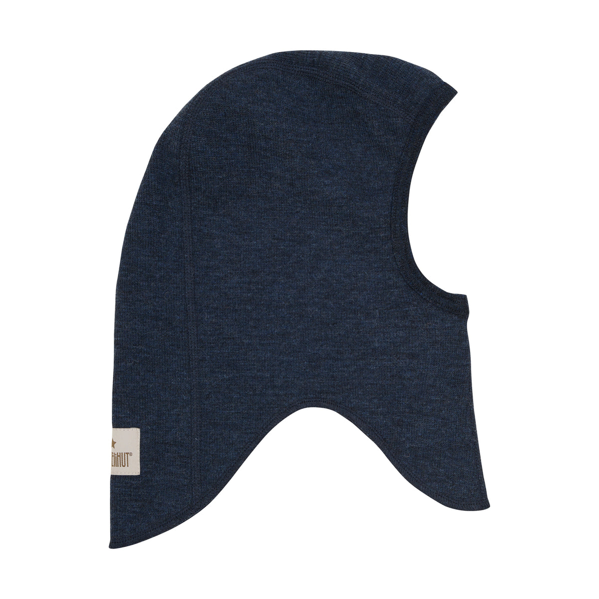 Huttelihut Merino Schlupfmütze in der Farbe Navy Melange, Vorderansicht