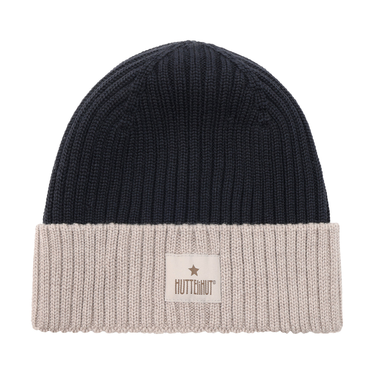 Huttelihut Merino Strickmütze in der Farbe Dark Navy, Vorderansicht