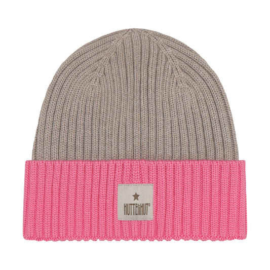 Huttelihut Merino Strickmütze in der Farbe Pink, Vorderansicht
