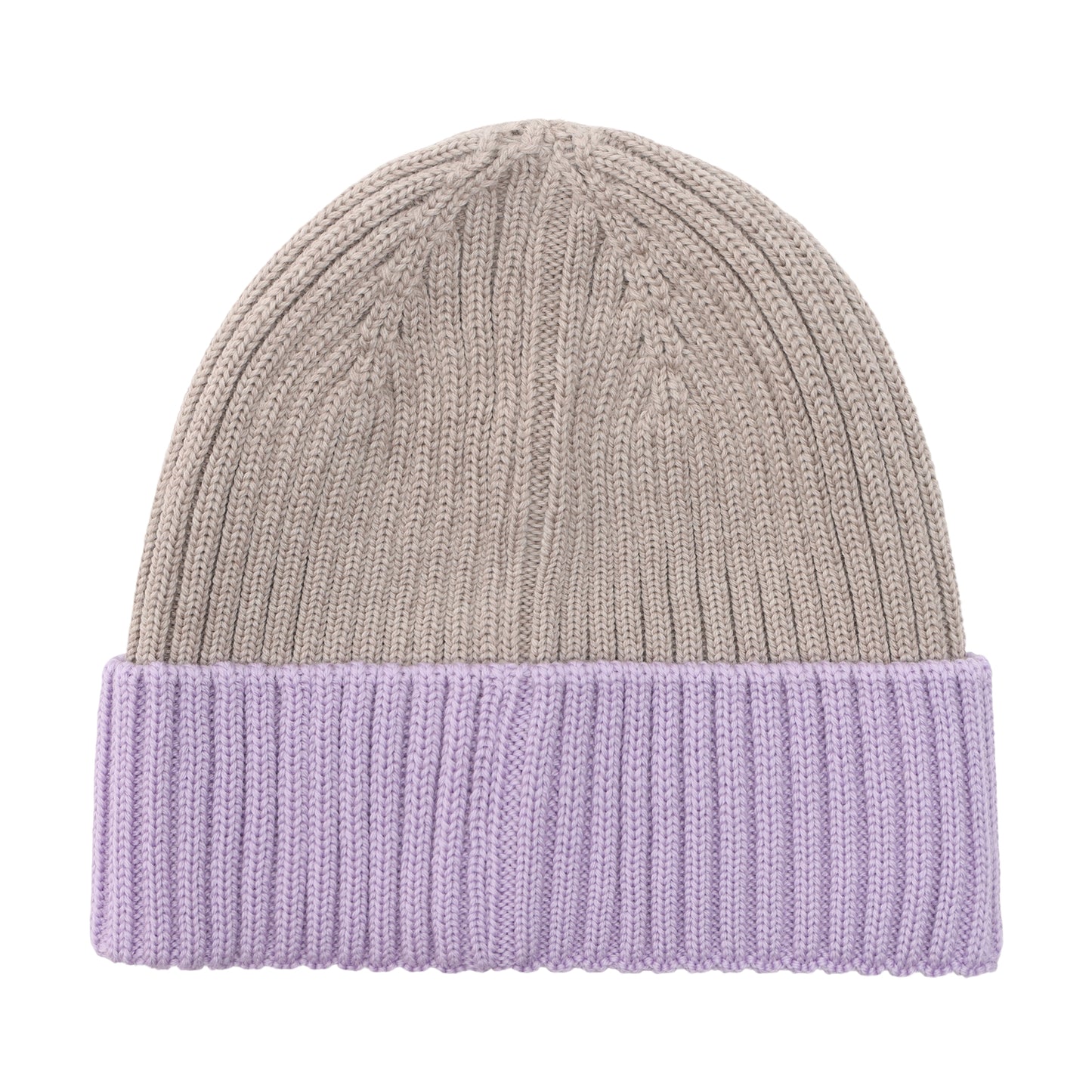Rückansicht der Merino Strickmütze in Purple