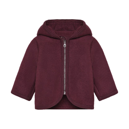 Huttelihut Merino Wollfleece Jacke in der Farbe Burgundy, Vorderansicht