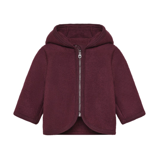 Huttelihut Merino Wollfleece Jacke in der Farbe Burgundy, Vorderansicht