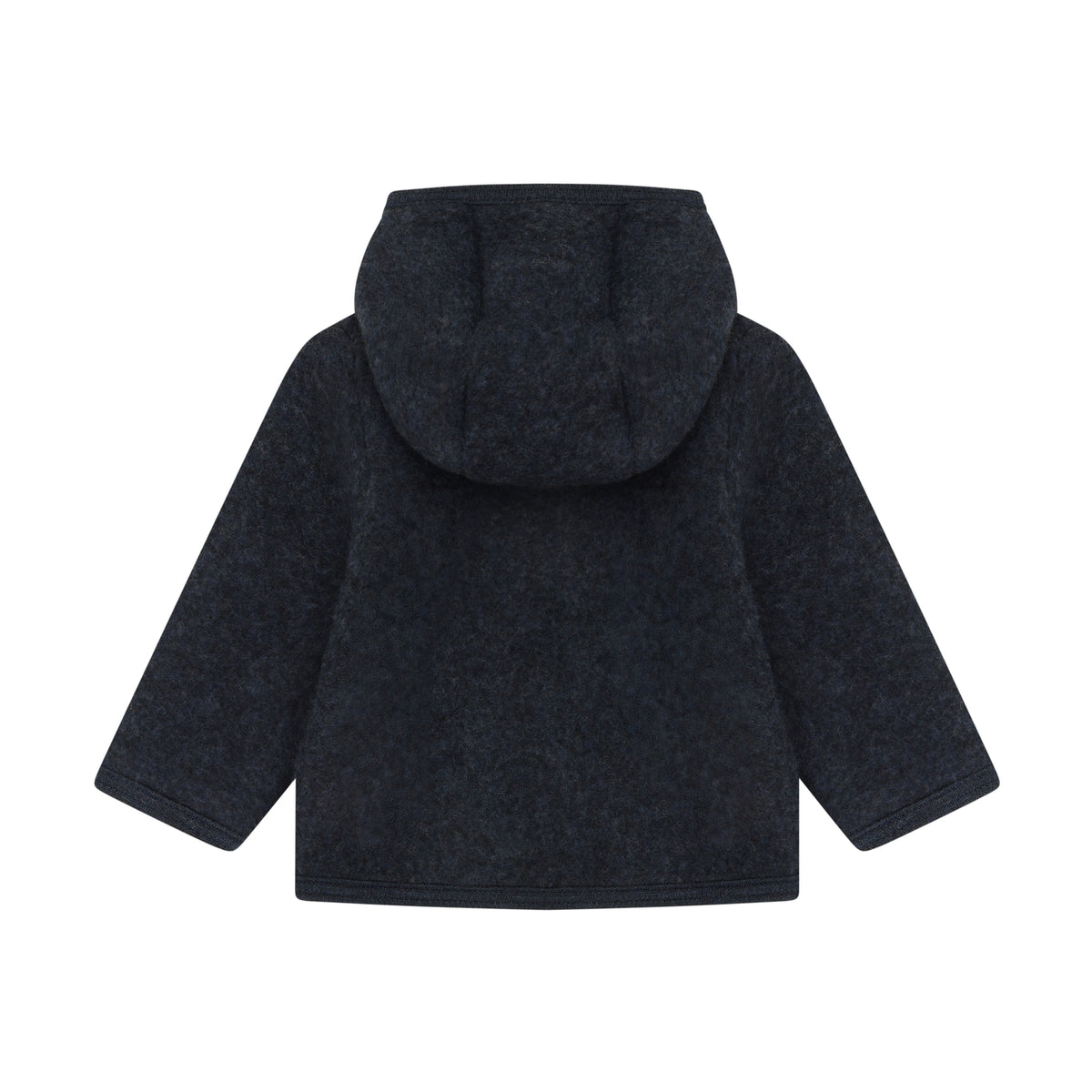 Rückansicht der Merino Wollfleece Jacke in Dark Navy