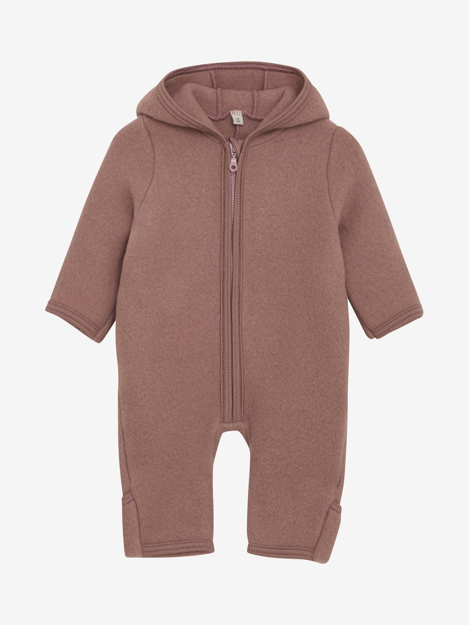 Huttelihut Merino Wollfleece Overall mit Kapuze in der Farbe Altrosa, Vorderansicht