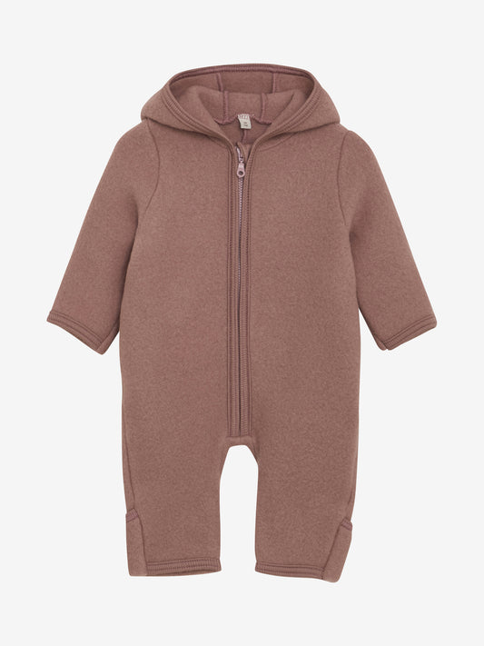 Huttelihut Merino Wollfleece Overall mit Kapuze in der Farbe Altrosa, Vorderansicht