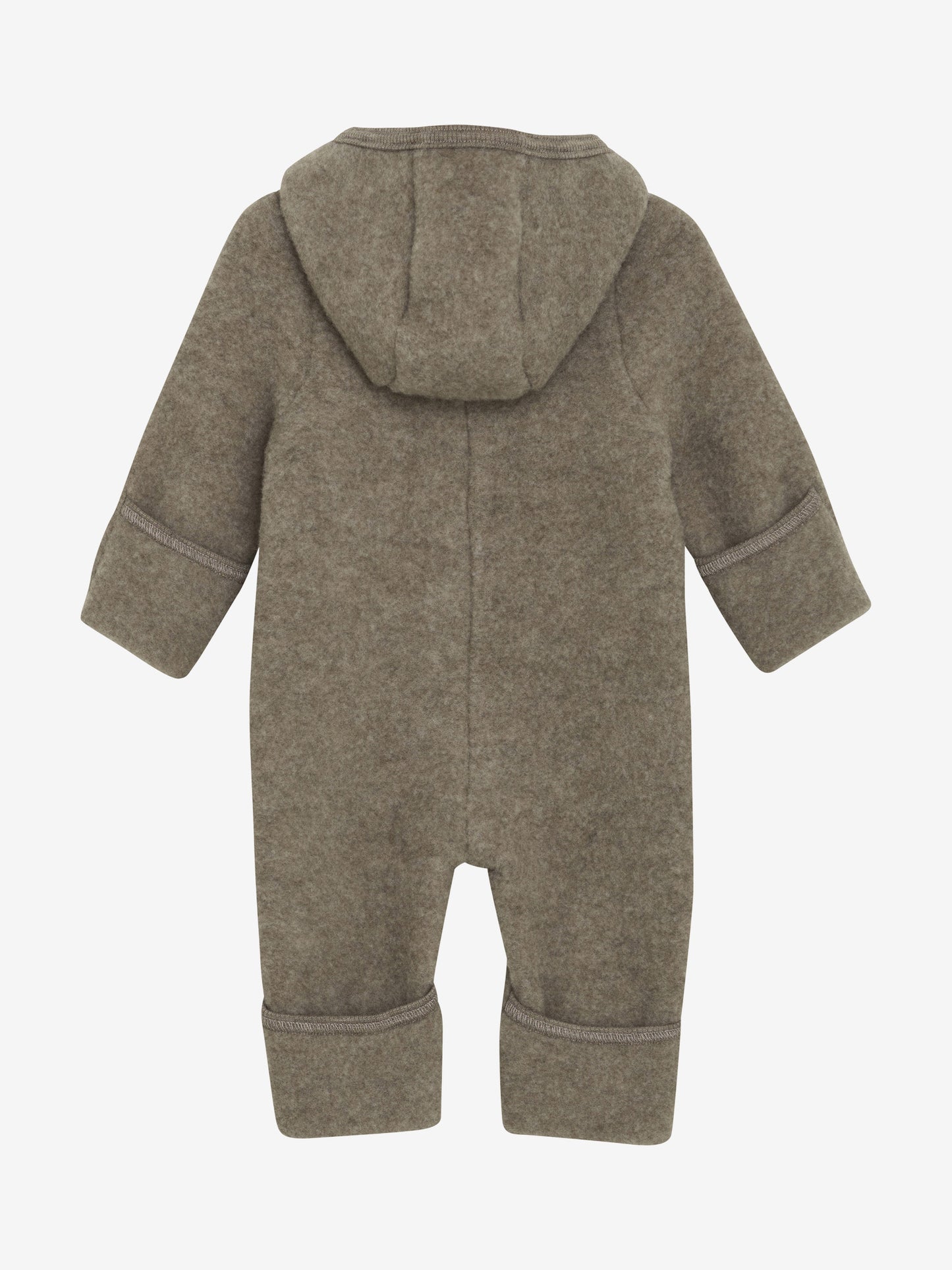 Rückansicht des Merino Wollfleece Overalls in Beige