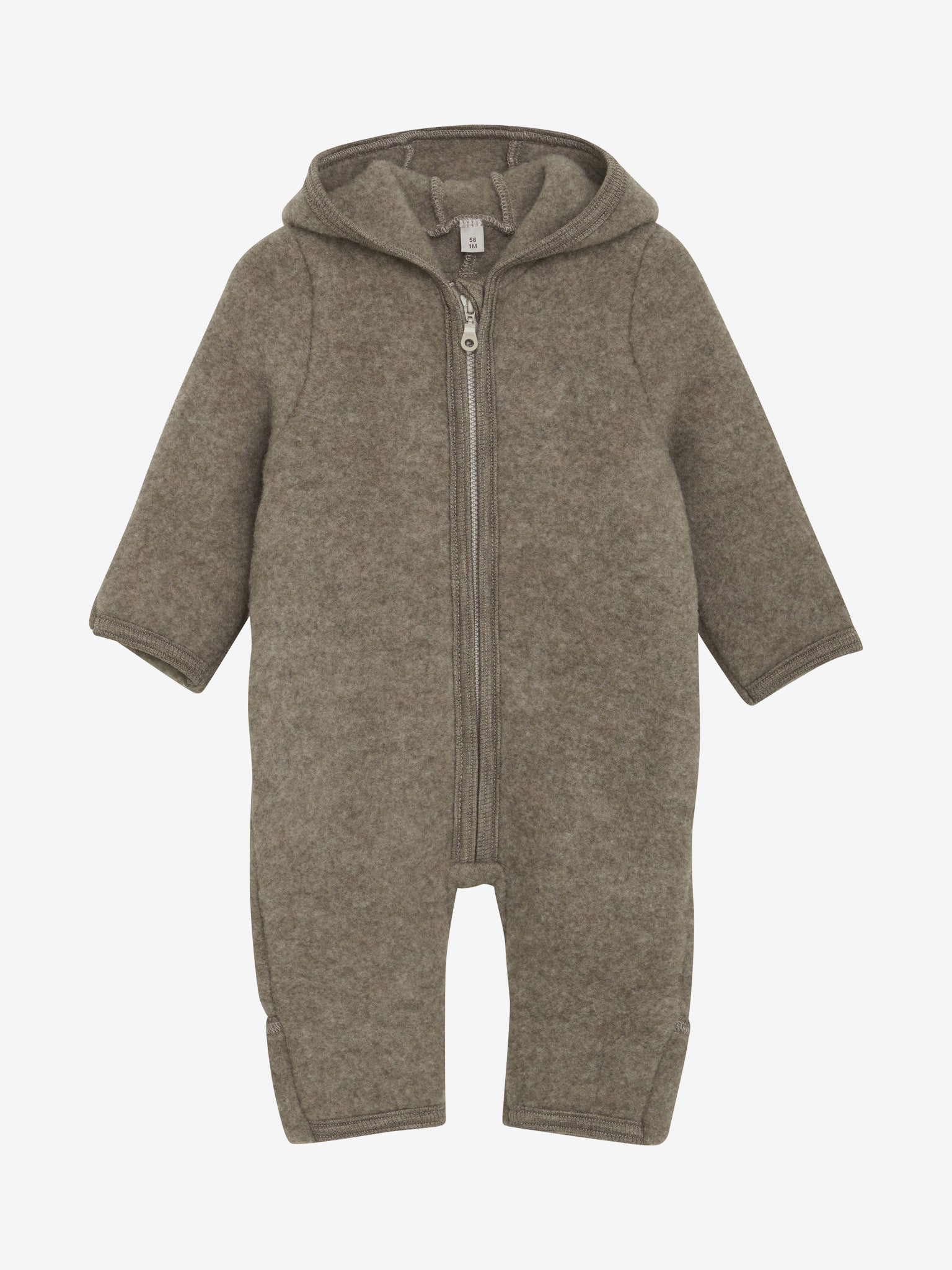 Huttelihut Merino Wollfleece Overall mit Kapuze in der Farbe Beige, Vorderansicht