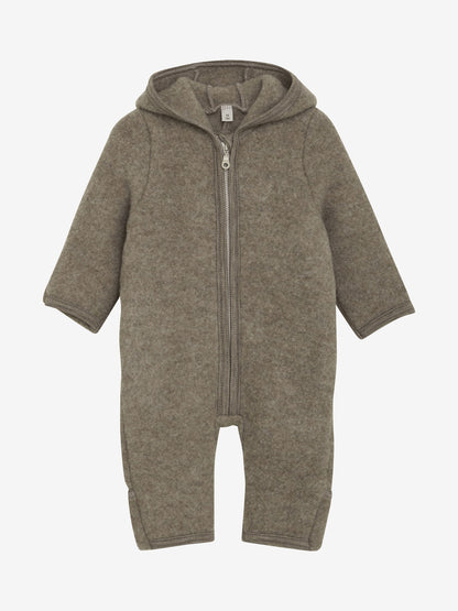Huttelihut Merino Wollfleece Overall mit Kapuze in der Farbe Beige, Vorderansicht