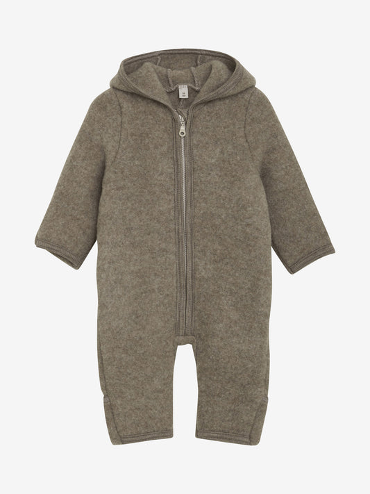 Huttelihut Merino Wollfleece Overall mit Kapuze in der Farbe Beige, Vorderansicht