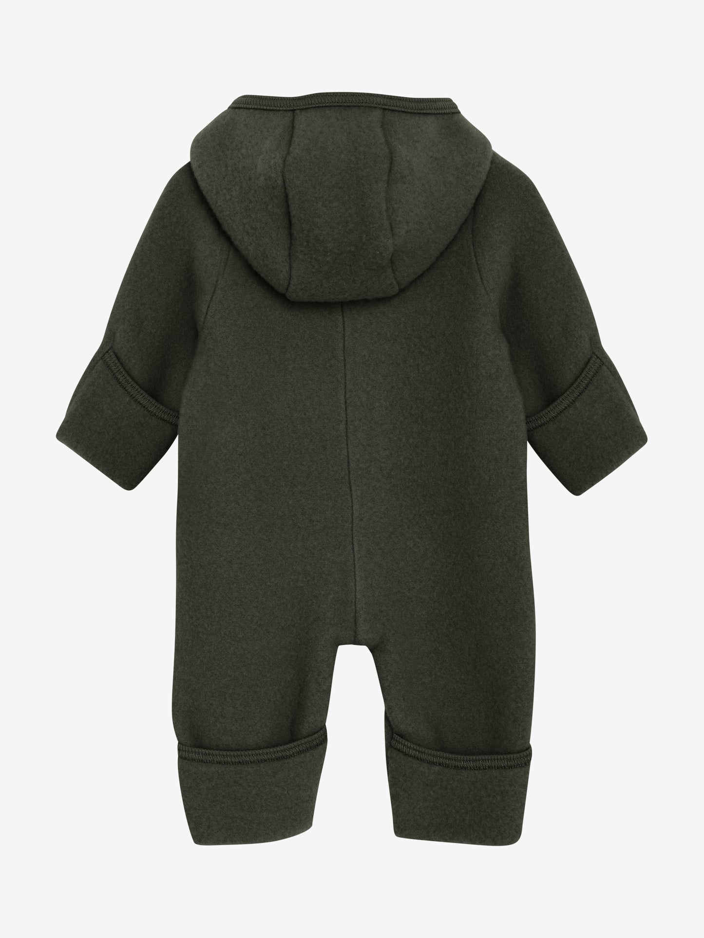 Rückansicht des Merino Wollfleece Overalls in Grün