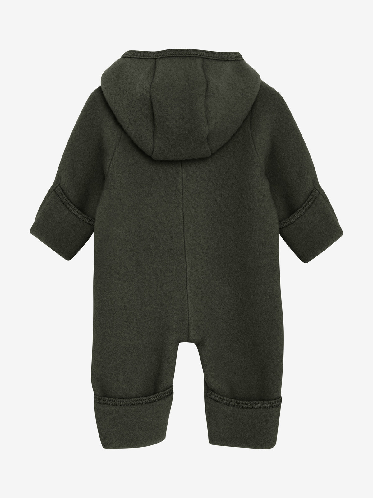 Rückansicht des Merino Wollfleece Overalls in Grün