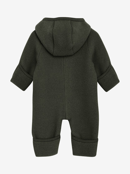 Rückansicht des Merino Wollfleece Overalls in Grün