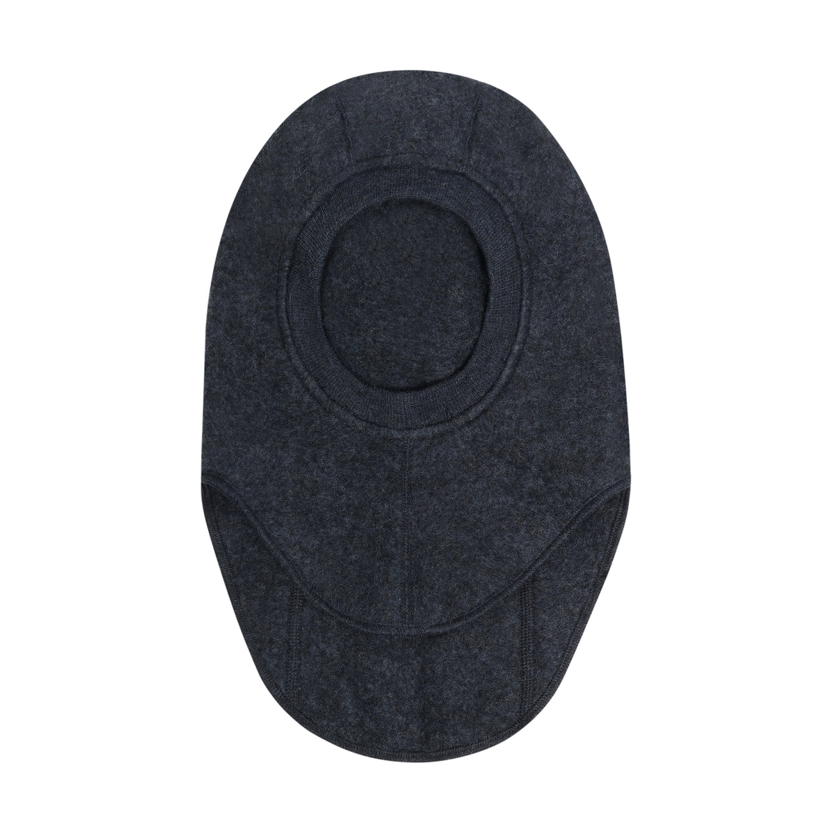 Seitenansicht der Merino Wollfleece Schlupfmütze in Dark Navy