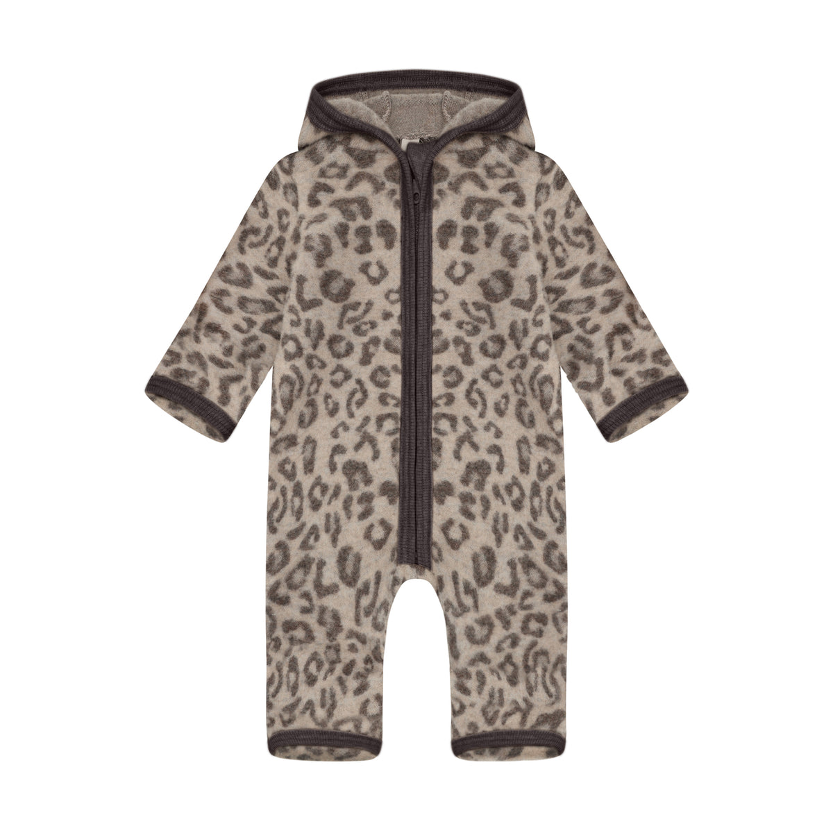 Huttelihut Wollfleece Overall mit Kapuze in der Farbe Brown, Vorderansicht