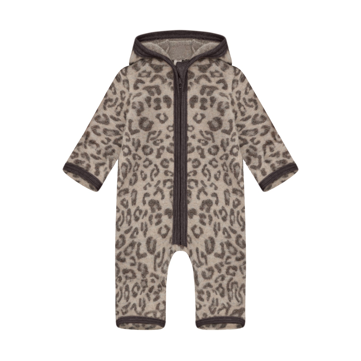 Huttelihut Wollfleece Overall mit Kapuze in der Farbe Brown, Vorderansicht