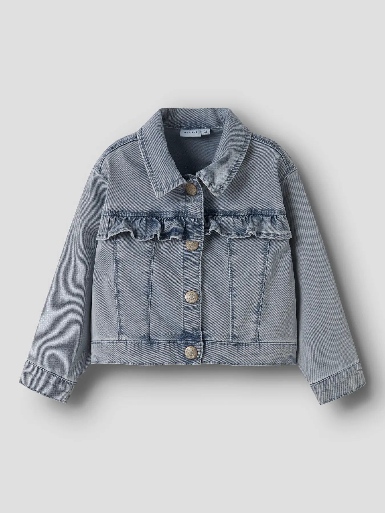 Hellblaue Kinder Jeansjacke mit Rüschenkragen von NAME IT bei Bärechind in Winterthur Zürich Schweiz