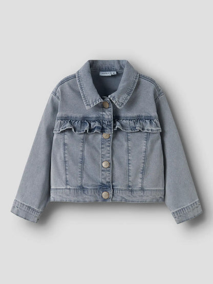 Hellblaue Kinder Jeansjacke mit Rüschenkragen von NAME IT bei Bärechind in Winterthur Zürich Schweiz